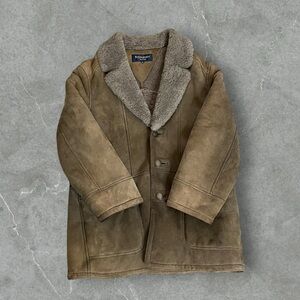 Yves Saint Laurent Jacket Men’s 100 Tan Shearling Suede Leather Sherpa Old Money